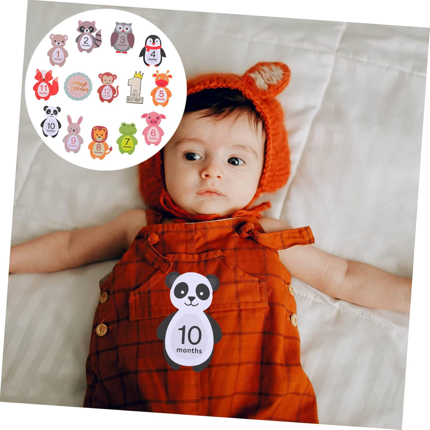 24Pcs Milestone Decals Animal Theme Growth Stickers for Newborns and Unique Photo Props to Capture First Year Memories Shower Gift image number 1