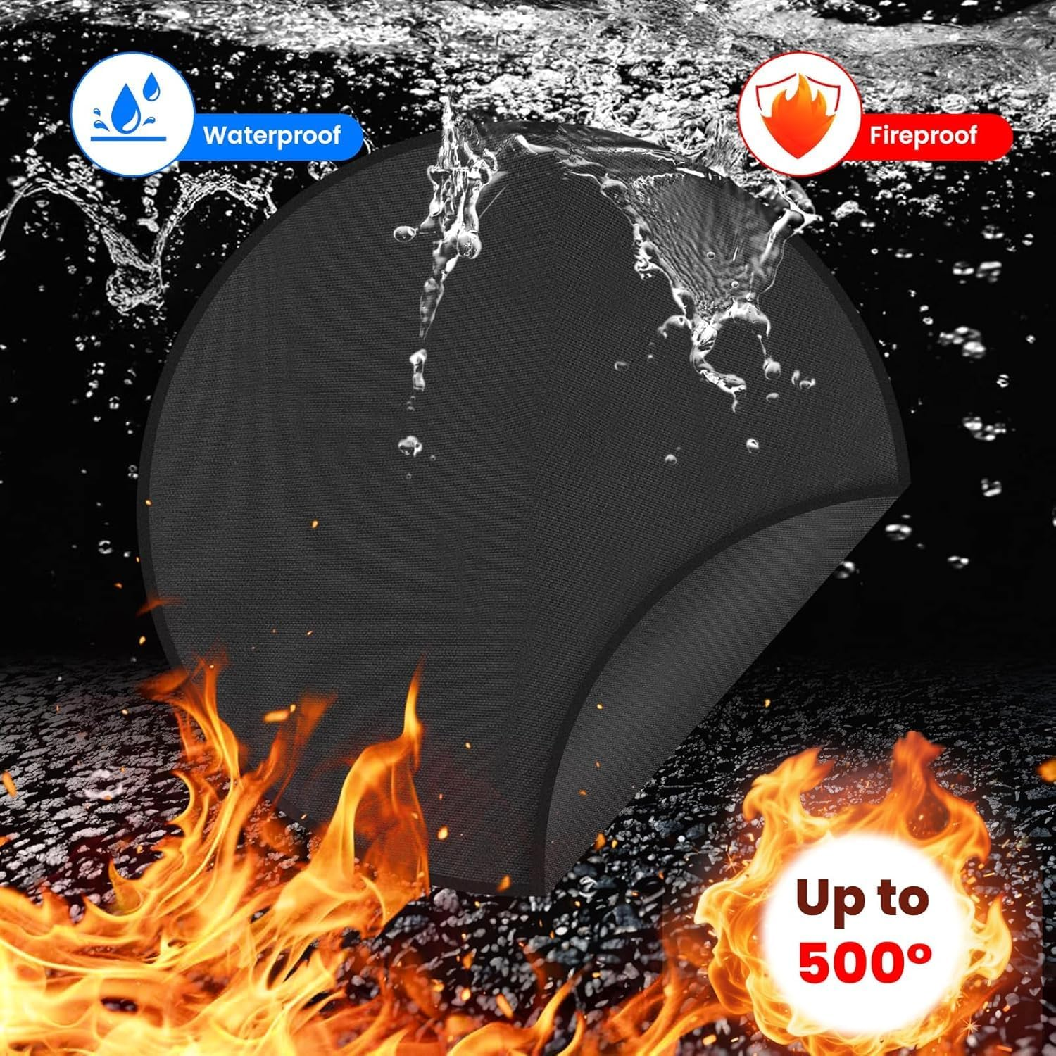 Round Fire Pit Mat for Outdoor Grill Fiberglass Oil Proof Fireproof under Grill Mat Deck Patio Protector for Camping BBQ image number 5