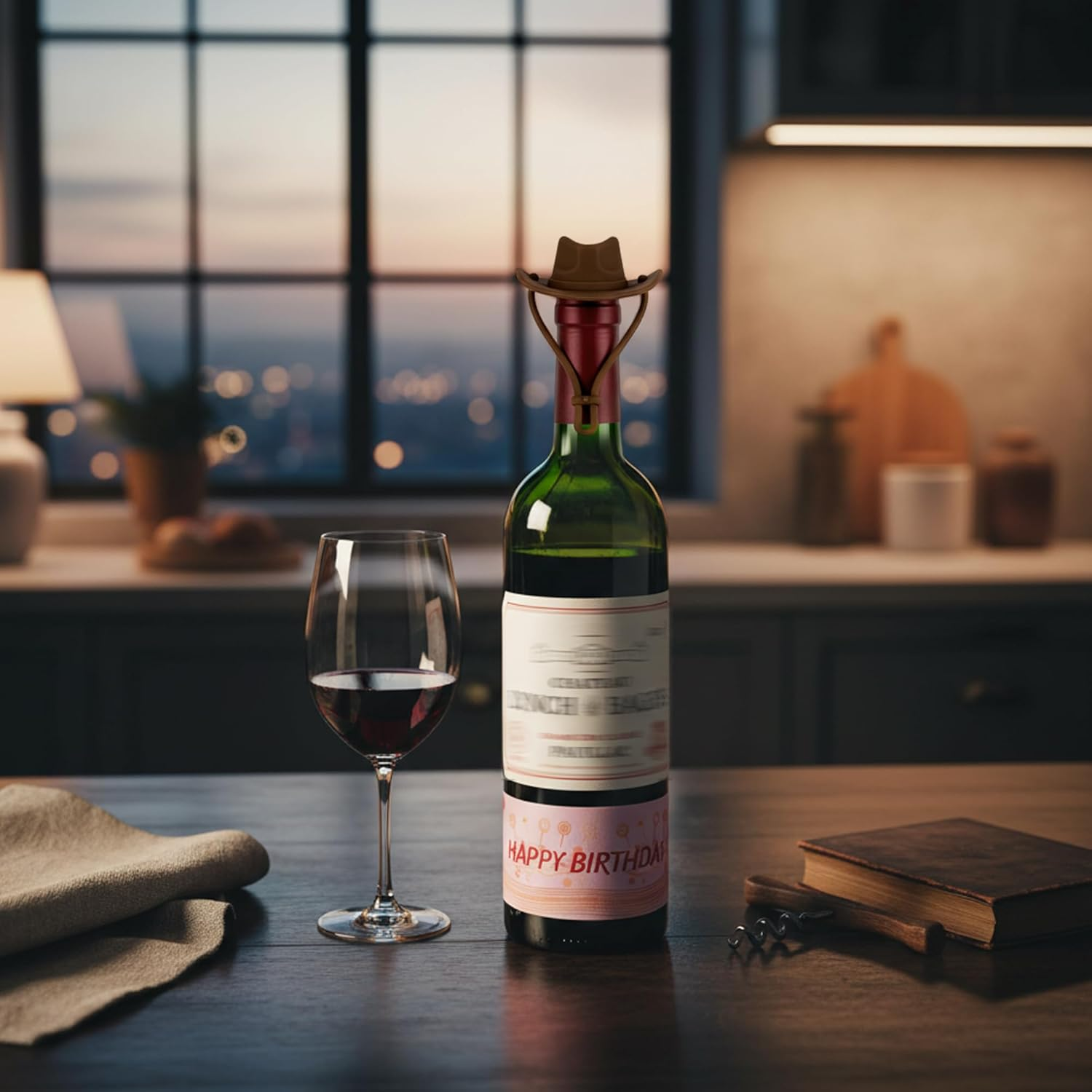 Silicone Wine Stopper, Cowboy Hat Wine Bottle Stopper Reusable, Cute Kitchen Gadgets Wine Accessories Tools Gifts, Decoration-2Pcs Bottle Stoppers（Coffee） image number 1