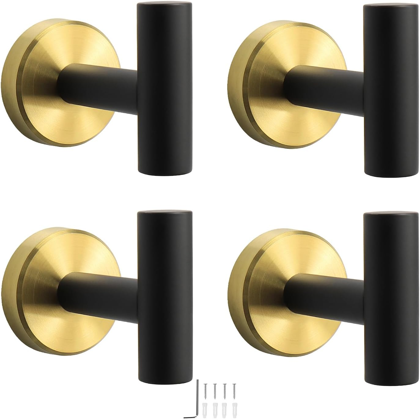 Nearmoon Bath Towel Hooks- SUS 304 Stainless Steel Robe Hook Holder, Heavy Duty Coat Hook for Bathroom Livingroom Hotel Kitchen Garage, Wall Mounted- 4 Pack (Brushed Nickel)