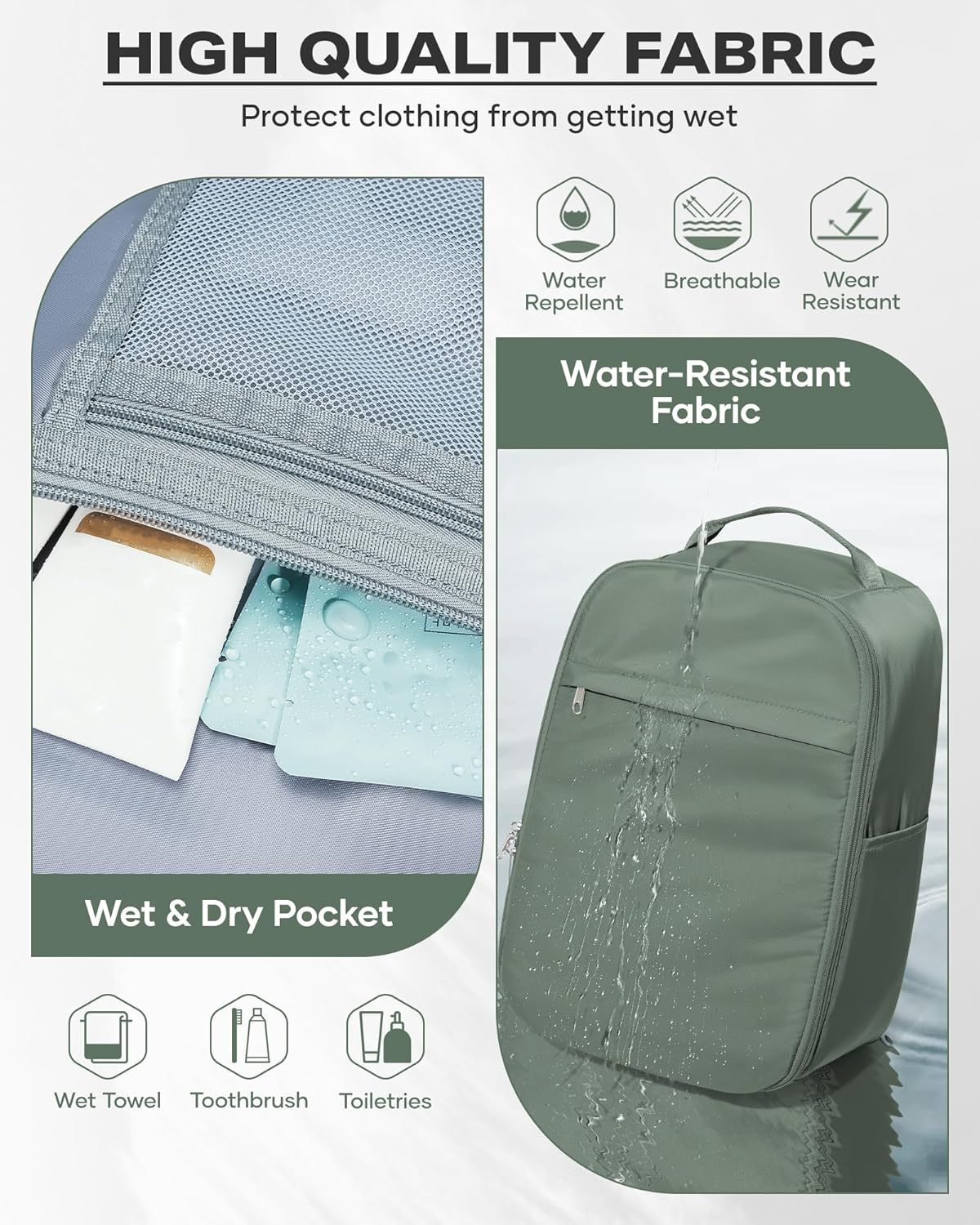 Wepadre Vacuum Backpack Travel with Pump Vacpack Expandable Travel Backpack with Vacuum System, Army Green, 1 Inch (Not Expanded)