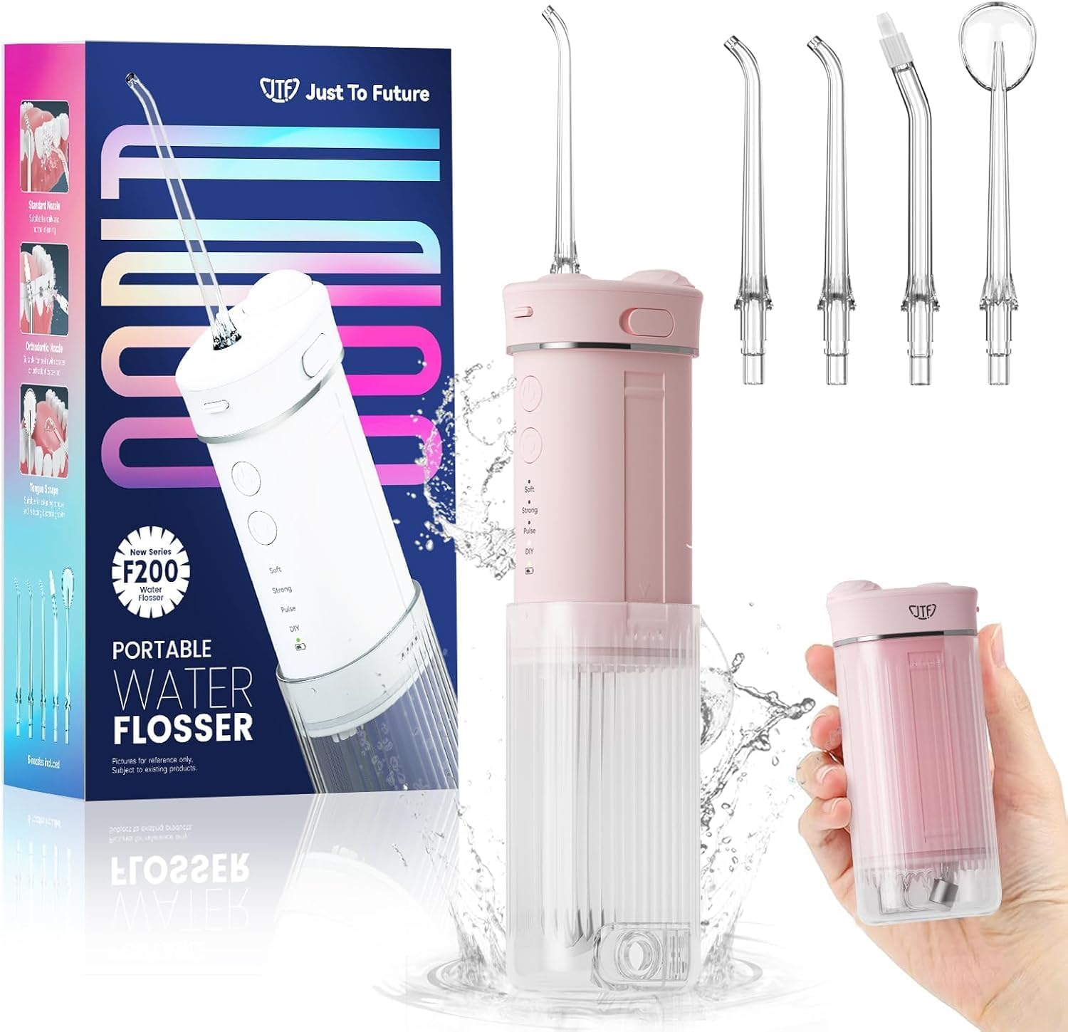 Portable Mini Water Flosser - Travel Oral Irrigator with Telescopic Water Tank, 4 Modes, and IPX7 Waterproof Design - Perfect for Braces, Bridges, and Home & Travel Dental Care