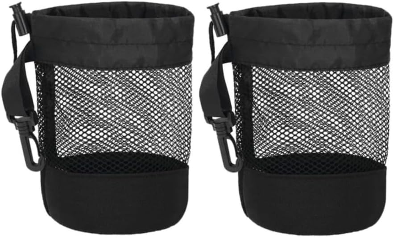 Naisfei 2 Pcs Black Nylon Mesh Drawstring Golf Ball Bags, Nylon Golf Ball Storage Bag with Hooks Black Golf Ball Pouch Bags Drawstring Golf Ball Organizer 6.5In X 5.5In image number 2