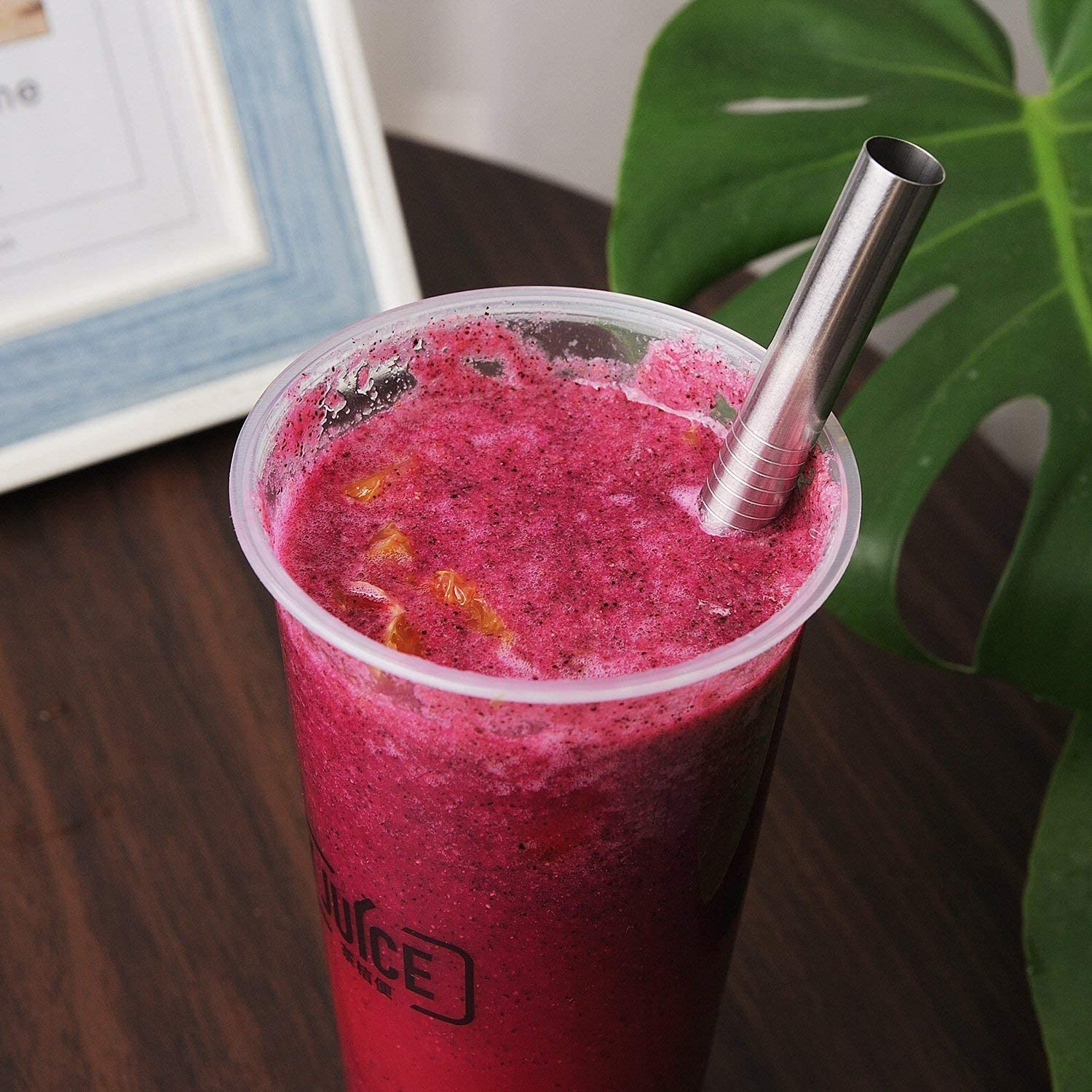 ALINK 10-Pack Reusable Stainless Steel Metal Straws,2 Metal Boba Tea Smoothie Straws,10.5"*6Mm Drinking Tumbler Straws for Yeti, RTIC, Starbucks Jars, Mason Tumblers with 2 Cleaning Brush and Case image number 1