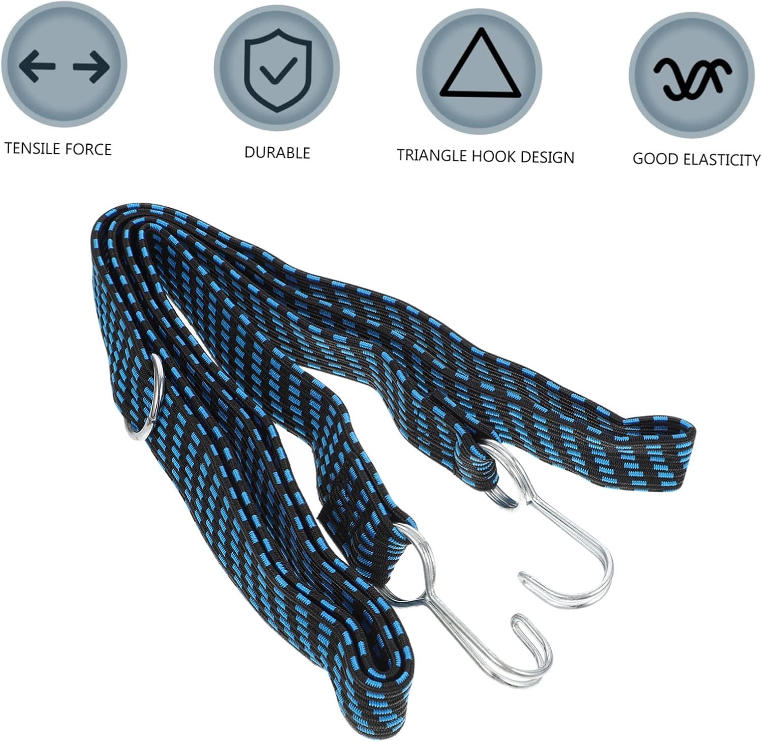 OATIPHO Adjustable Bungee Cord Hooks 2Pcs Bike Luggage Bungee Straps Elastic Bungee Cords for Trunk Strap Easy to Use Caravan Tie down Ropes image number 1