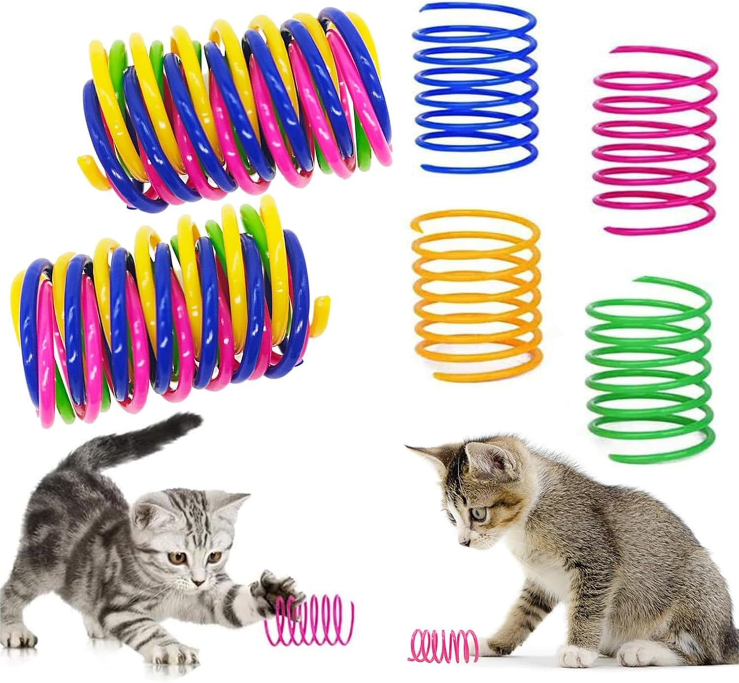 Mumoo Bear Cat Spring Toys 36 Pack Spiral Springs for Indoor Cats, Colorful Durable Plastic Spring Horns Attract Cats to Knock, Bite, Hunt, Interactive Cat Toys and Kittens image number 5