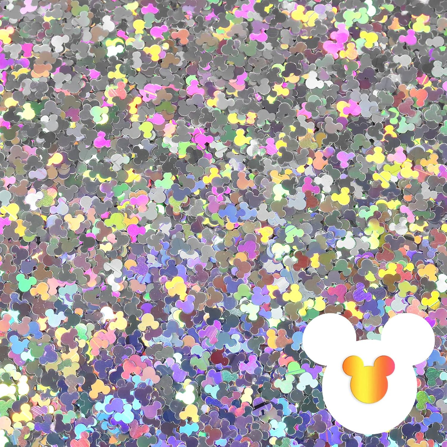 Ceya Holographic Mickay Mouse 4Mm Confetti Glitter,4.4Oz/ 125G Laser Silver Chunky Glitter Resin Sparkle Flakes Iridescent Nail Sequins for Crafts Resin, Slime, Home DIY, Birthday Party, Wedding Decor image number 4
