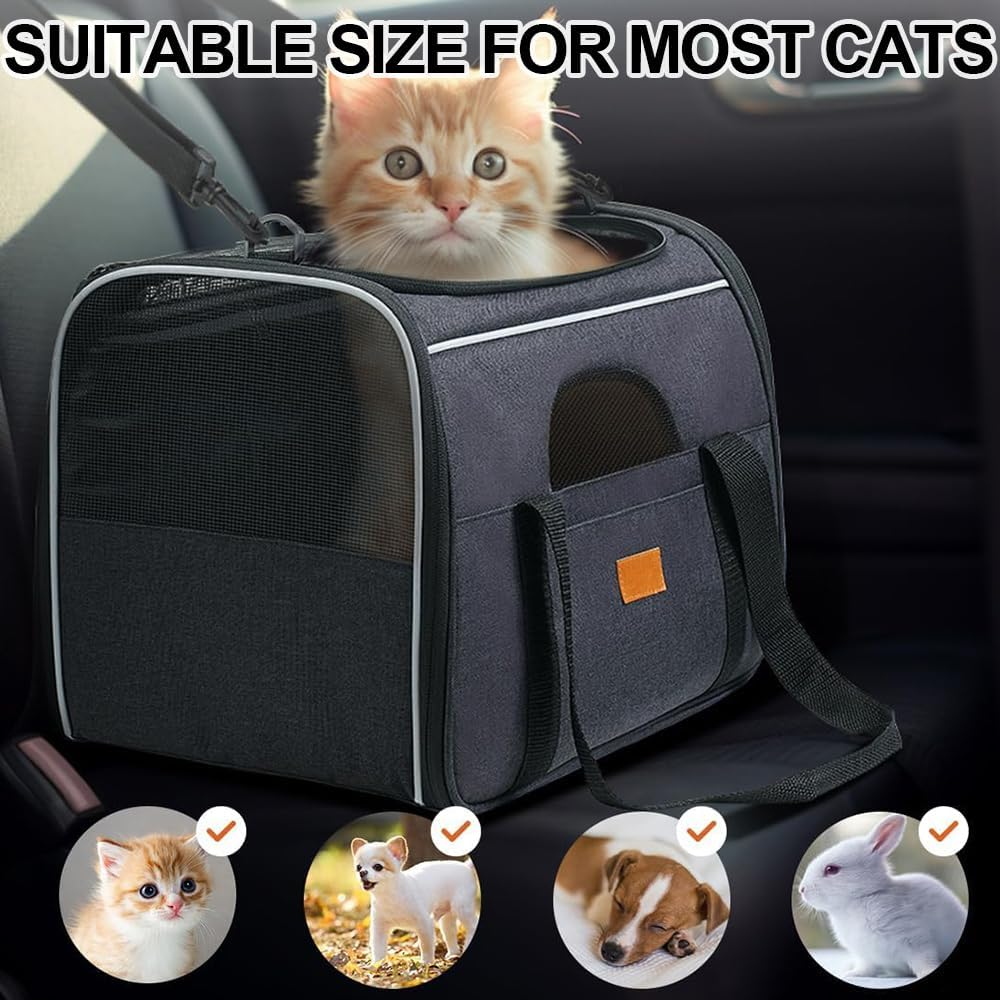 Cat Carrier - Soft Sided Large Pet Bag for Large/Medium Cats & Puppies, Featuring Secure Zipper, Foldable Bowl & Breathable Travel Pet Bag image number 2