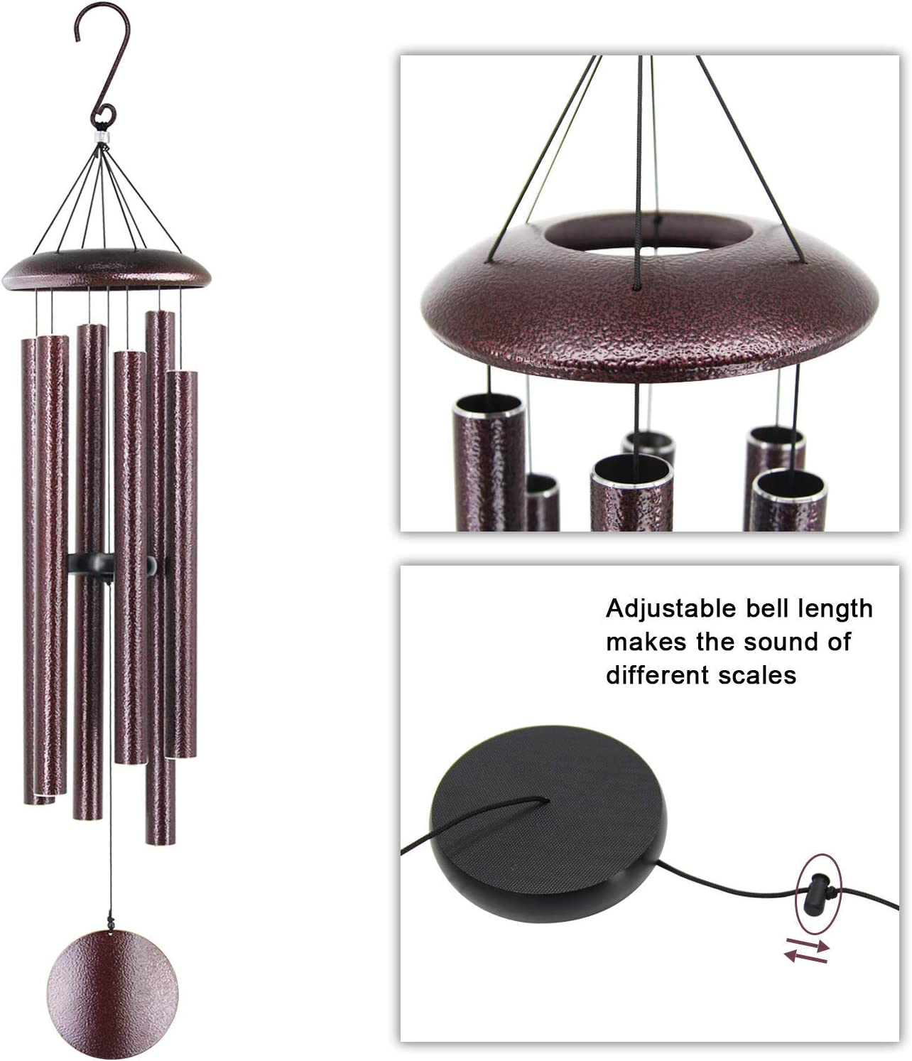 ASTARIN Wind Chimes Outdoor Deep Tone, 45 Inch Bronze, 6 Heavy Tubes, Memorial Wind Chimes for Garden Hanging D&eacute;cor, Sympathy Gifts - Copper image number 6
