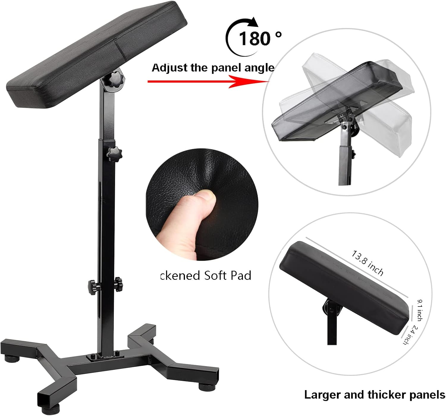 Tattoo Arm Rest, Tattoo Armrest Stand, Four-Corner Base Stability Strongly, Adjustable Height, Thicken Soft Sponge Pad, Foldable Arm Rest Stand for Artist image number 2