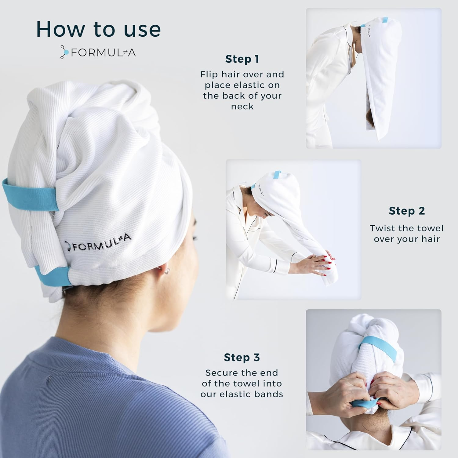 FORMUL-A - Microfiber Hair Towel Wrap for Women - anti Frizz, Fast Drying, Super Absorbent - Plopping Wrap Turban for Wet Hair - Hair Care Product image number 4