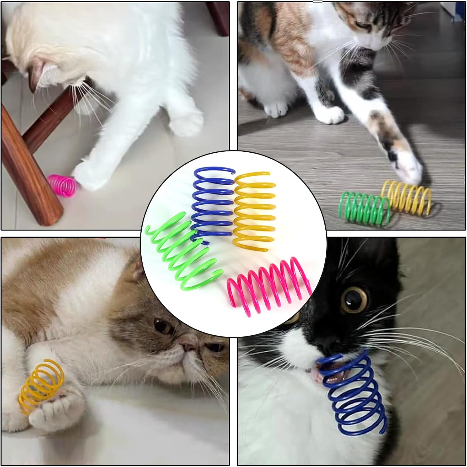 Pack of 20 Cat Toy Spirals, Cat Toys, Novelty Spring Spiral Toy, Cat Toy Spirals, Colourful Foldable Plastic Toy Cats Pet, Colourful Cats Toy Spiral Feathers, for Pets to Play