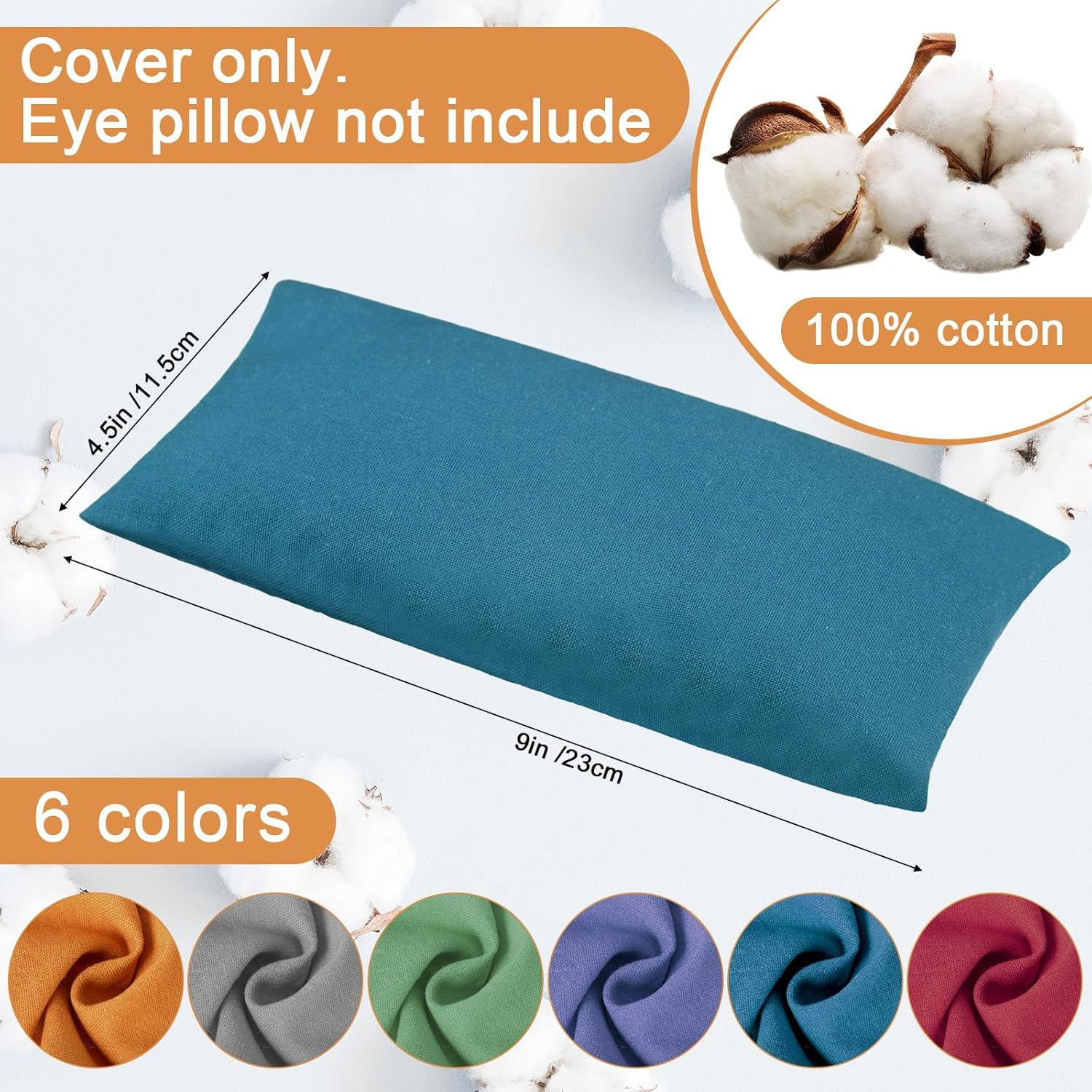 Smoothnovelty 6 Pack Washable Cotton Eye Pillow Case Removable Unscented Zippered Eye Pillow Cover 9.06 X 4.53 Inches for Yoga Relaxation Sleeping Meditation Spa Migraine Relief Massage Accessories