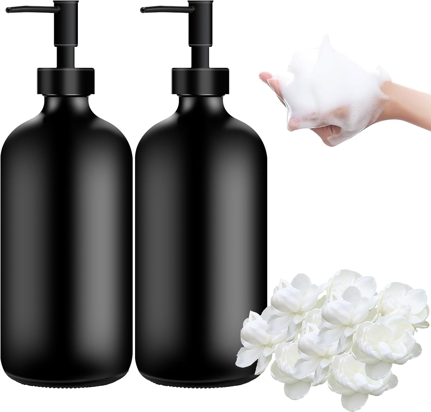 2 Pack Glass Soap Dispenser, Thickened Matte Black Hand Soap Dispenser, 400Ml Glass Pump Bottle, Suitable for Bathrooms, Countertops, Kitchens, and Laundry Rooms image number 6