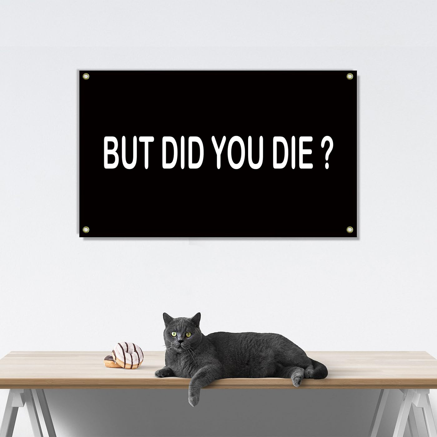 3&times;5 FT but Did You Die Flag,Large College Funny Dorm Decor,Double Side Digital Printed 150D Polyester Banner with Canvas Header 4 Brass Grommet image number 3