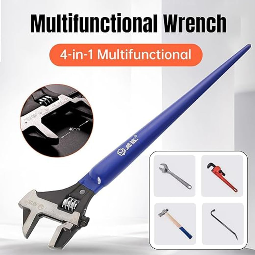 Four in One Multifunctional Adjustable Wrench: Pipe, Percussion and Crowbar Tool image number 2