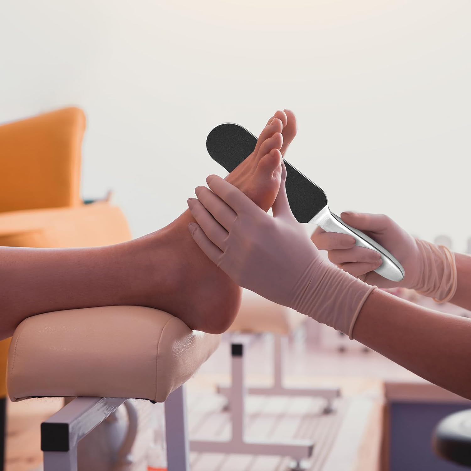 Flutesan 80 Pcs Stainless Steel Foot File Refills 180 Grit Replacement Pads Coarse Fine Pedicure File Refills Double Side Reusable Foot Rasp Pad with Removable Glue image number 5