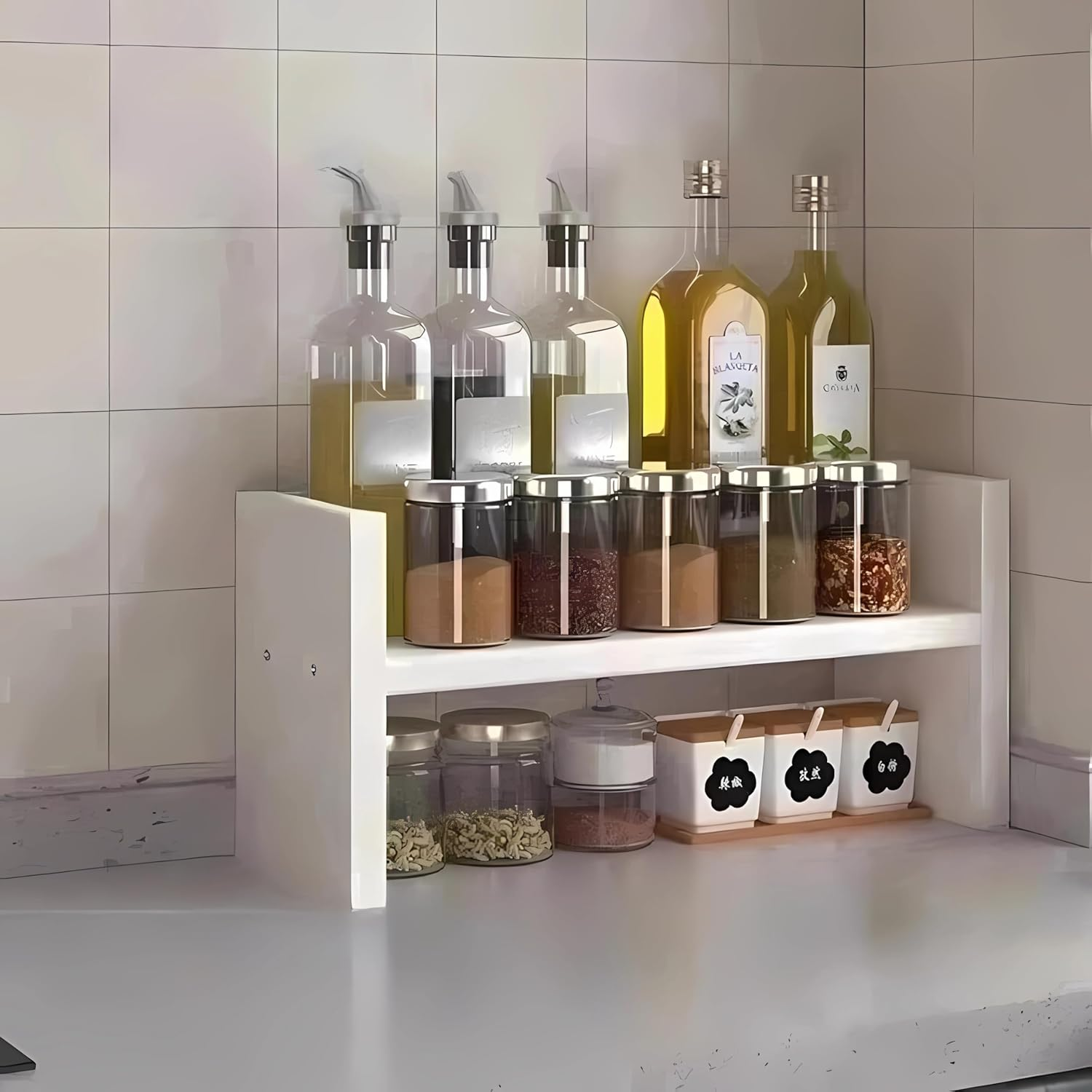 Hbluefat Desktop Organizer Shelf, Small Desk Bookshelf, Wooden Tabletop Mini Bookcase, Modern Mini Display Storage Rack for Home Office (White) - Wood image number 3