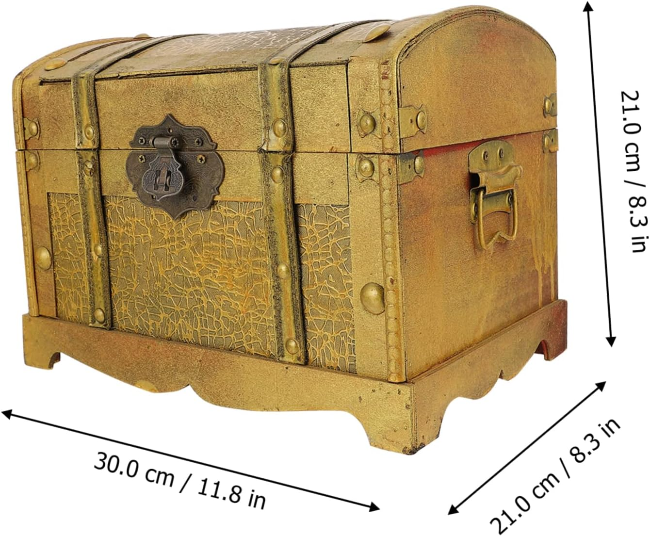 Vintage Pirate Treasure Chest Large Wooden Storage Box Lock Distressed Classic Design Decorative Jewelry Organizer for Home Decor