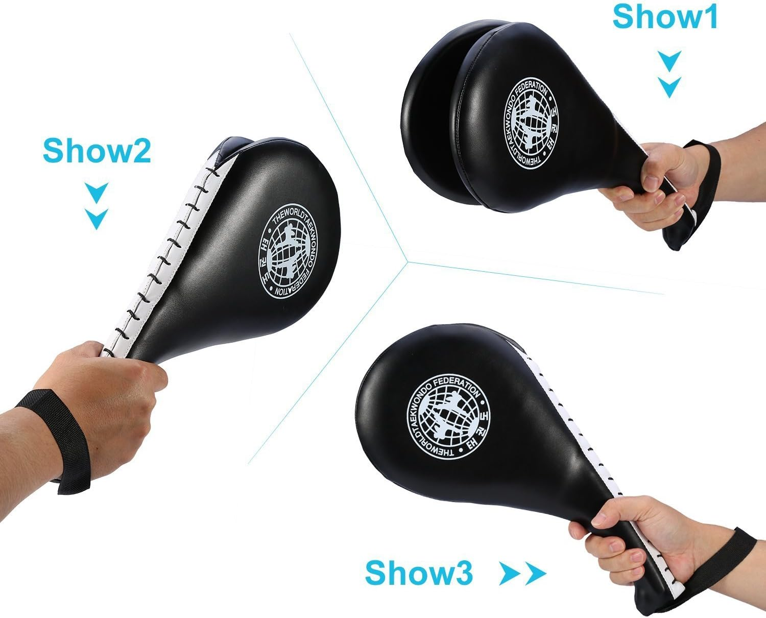 Taekwondo Double Kick Pad,Target Karate Kickboxing Training TKD Kicking Pad,Practice Kick Target Training Double Face Kick Foot Pad,Martial Arts Equipment Sporting Goods Paddle - Black image number 6