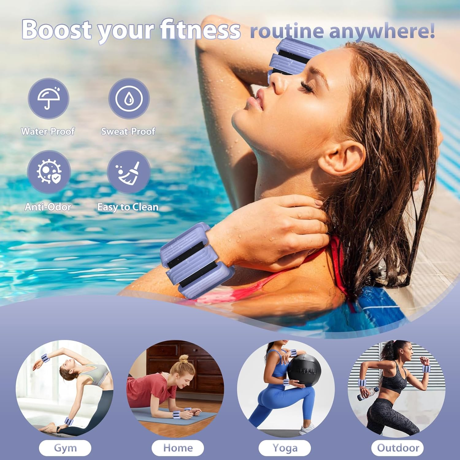 Adjustable Ankle Weights for Men-Pilates Wrist and Weighted Bangles for Women,2 Lbs Weighted Arm Bands Foot Leg Weights for Walking,Yoga, Training,Exercise, Running,Set of 2 image number 4