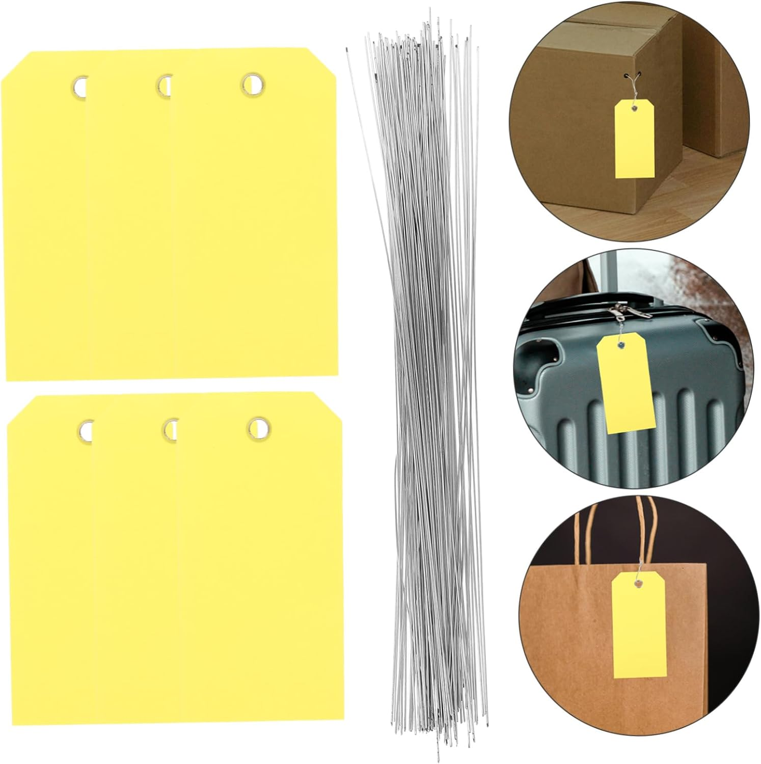 OFFSCH 100Pcs Blank PVC Luggage Tags Cute Luggage Tag Suitcase Bag Yellow Travel Essentials Plastic