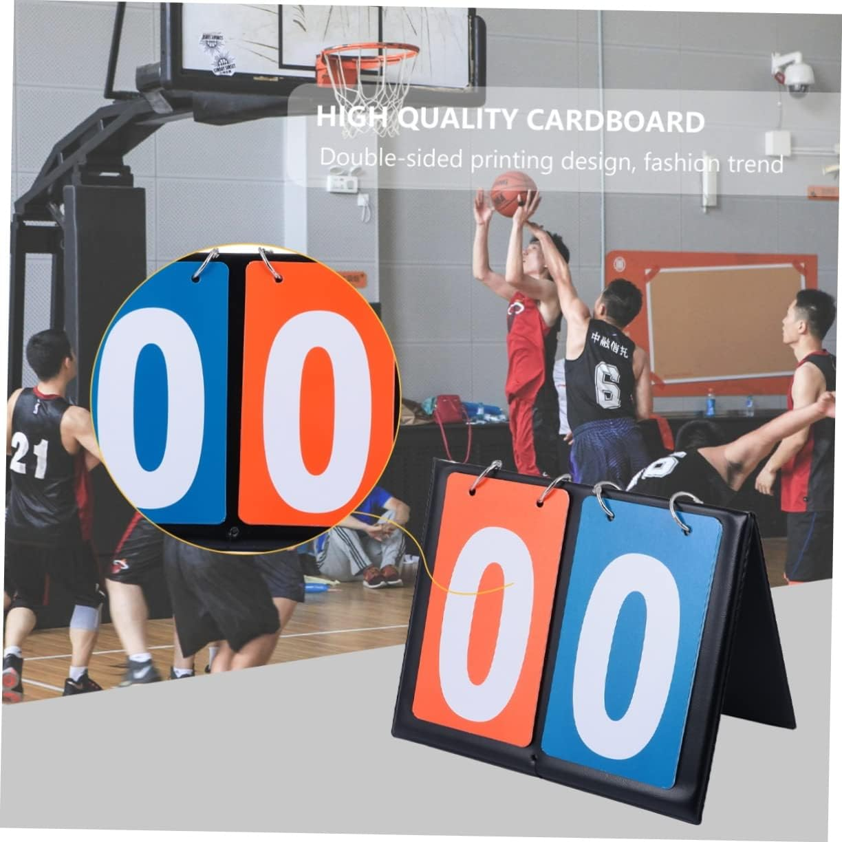 Basketball Scoreboard Two-Digit Flip Score Keeper, Double-Sided Manual Score Flipper for Sports Matches, Portable Outdoor Indoor Basketball Game Scoreboard Blue and Red Numbers image number 6