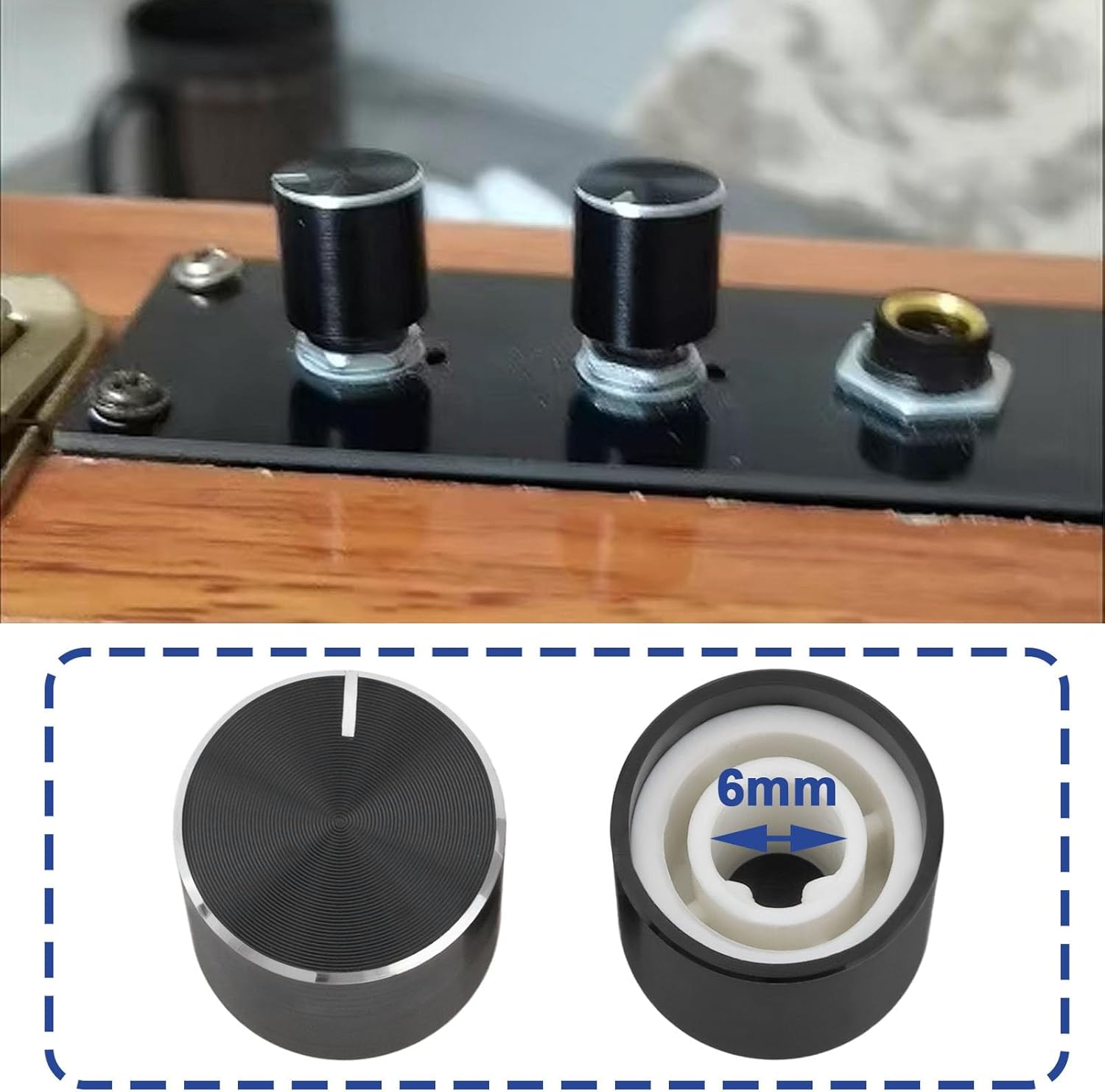 Create Idea 10Pcs 13Mmx15Mm Aluminum Potentiometer Knob Rotary Knob Volume Control Knob Suitable for 6Mm D-Type Shaft Potentiometer Black image number 1