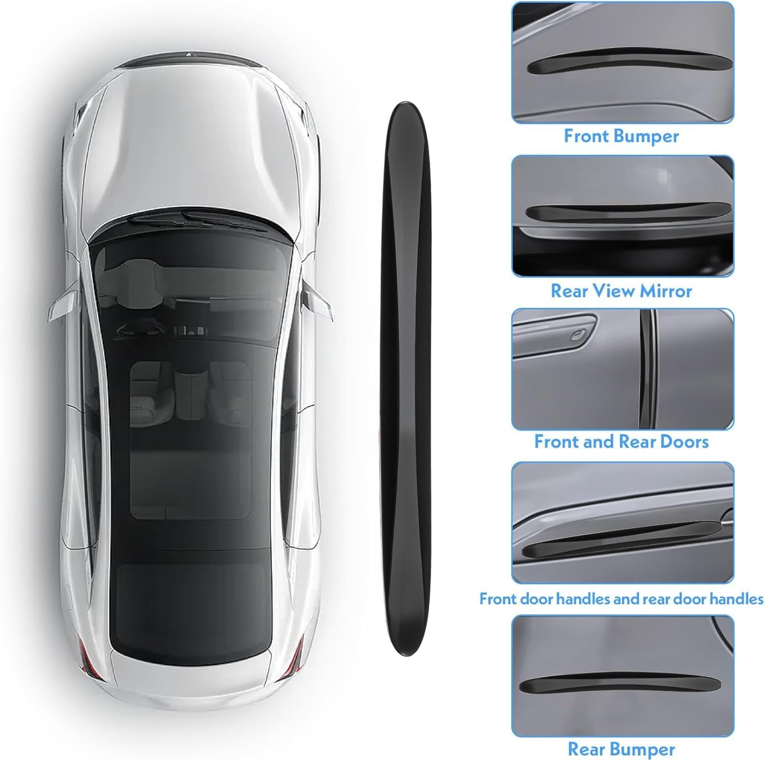 12 Pcs Car Door Edge Guards, Anti-Collision Strips for Car Side Door Edge Protection - Scratch Guard Protector for Exterior Door Handles, Rear View Mirrors & Bumper Prevent Dings & Scratches (Black) - Black image number 3