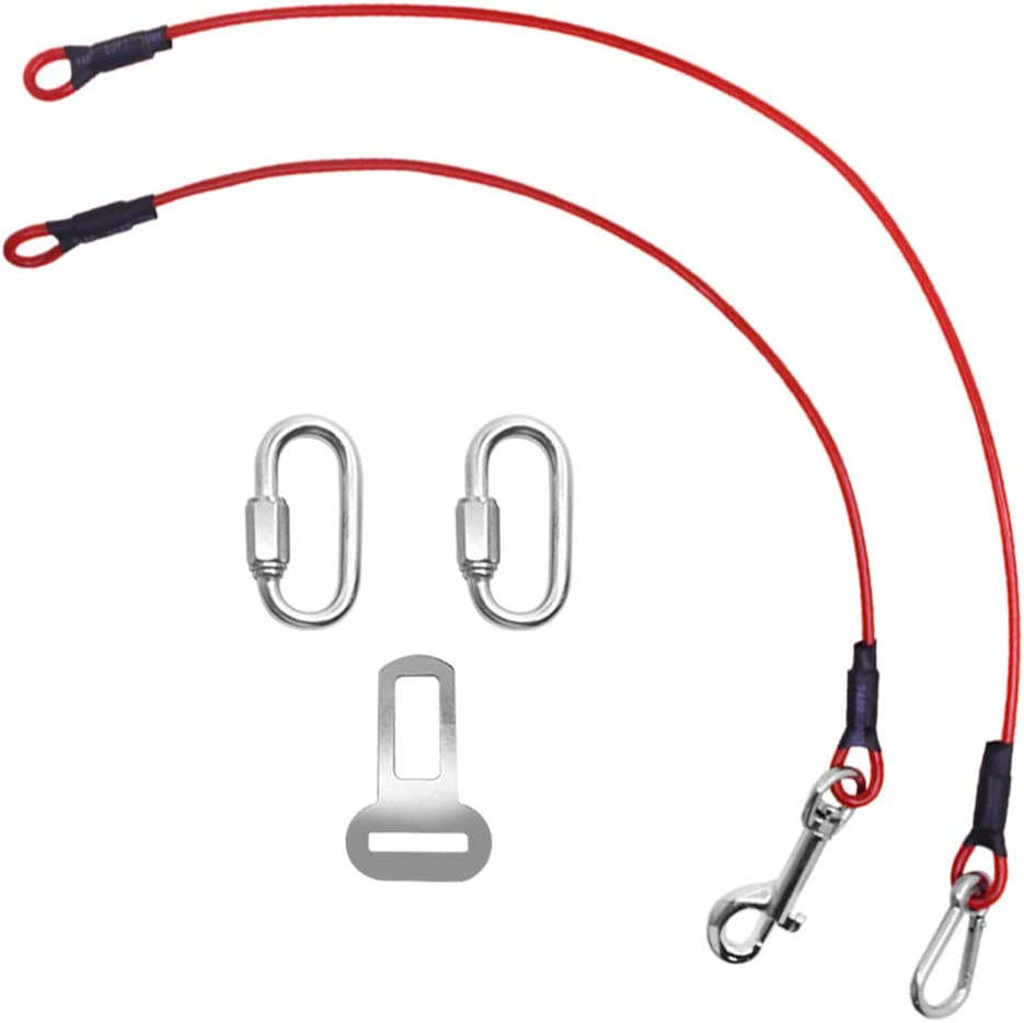 Sonku Dog Car Seat Belt Restraint, 2 Pcs Proof Steel Cable Safety Vehicle Belt Fit for Small,Medium,Large,And X-Large Dogs-Red