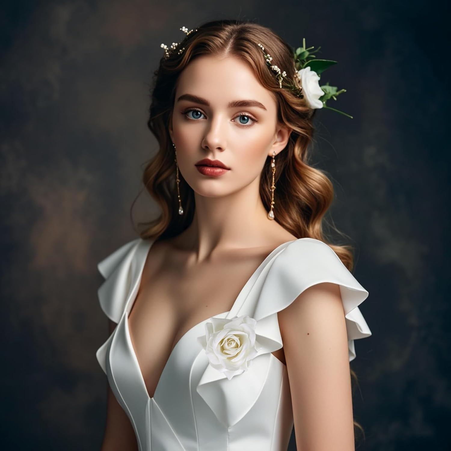 Pack of 3 Rose Hair Clips, Rose Flower Hair Clips, Red Rose Brooch Flower Clips, for Women, Girls, Party, Wedding, Valentine'S Day, Masquerade, Carnival (White) image number 1