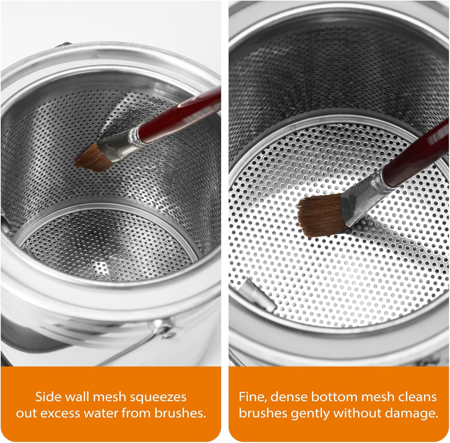 QITIUNLXY Paint Brush Cleaner Tools- Stainless Steel Brush Washer with Removable Strainer & Dust-Proof Lid, Large Capacity Rinse Cup 58 Oz for Oil/Acrylic/Watercolor Brushes image number 1