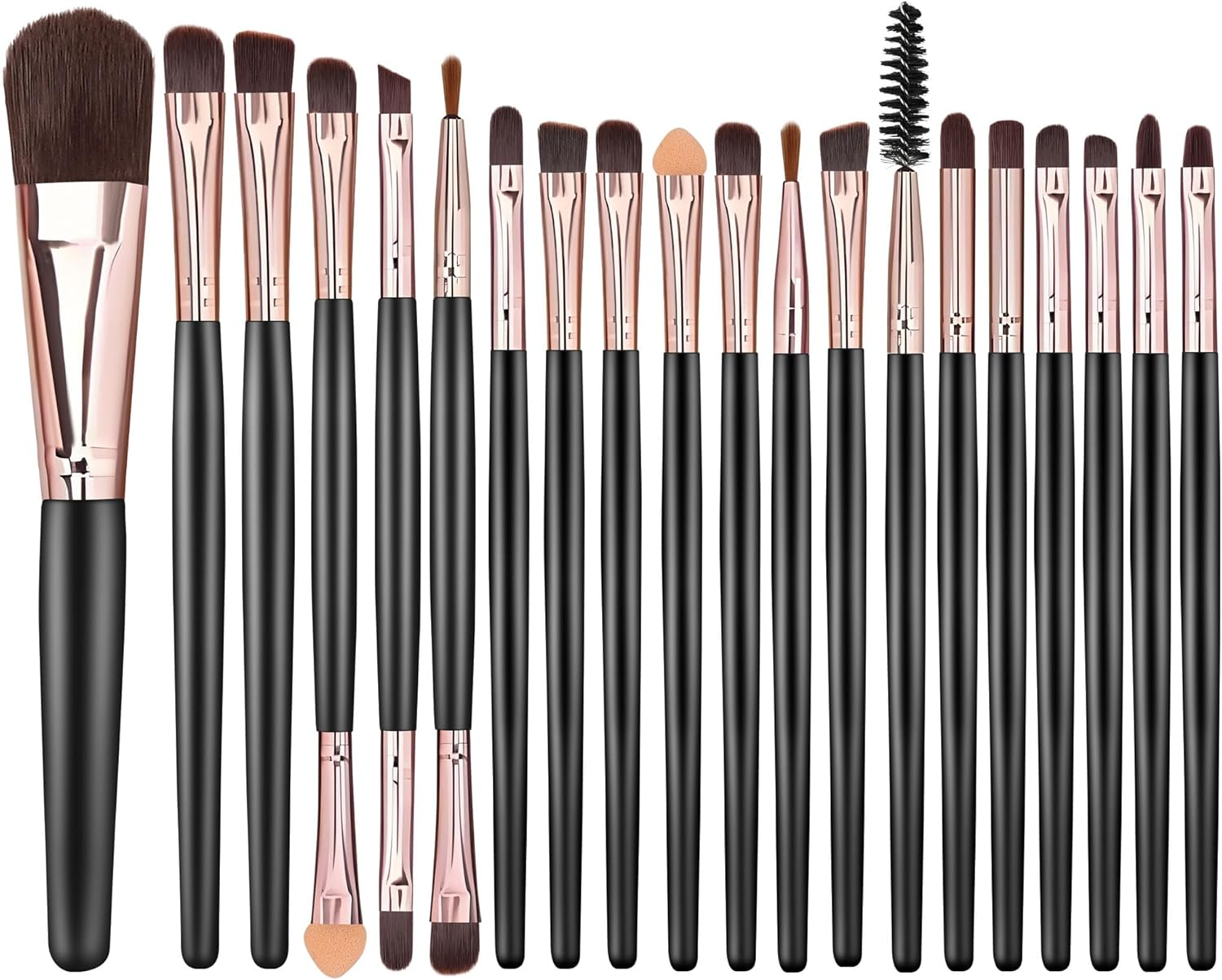 20 Pieces Professional Makeup Brush Set, Complete Kit with Foundation Brush, Concealer and Blush, Make up Brush Set for Beginners and Experts (Rose Gold)