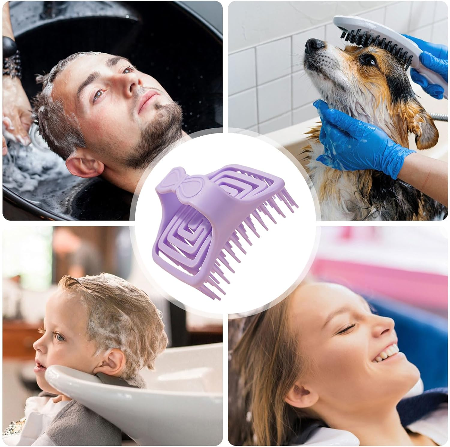 Hollow Hair Scalp Brush | Shampoo Brush Massager,Gentle Bath Cleaning Comb Bathroom Body Care Scrubber for Lovers Family Friends image number 1