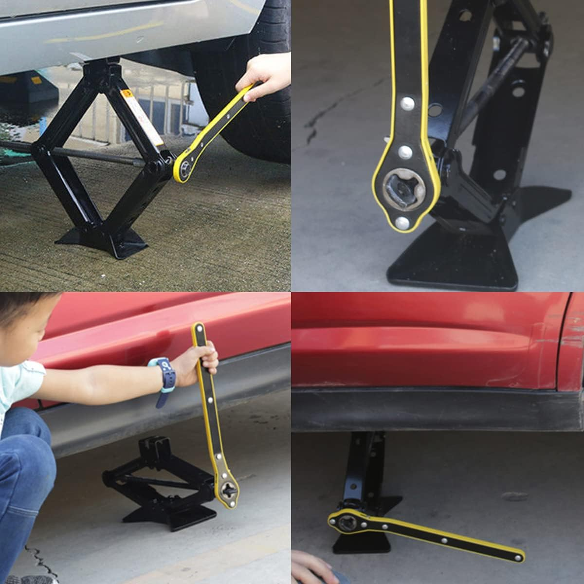 Car Jack Wrench, 360&deg; Swivel Labor-Saving Car Jack Ratchet Wrench with Long Handle, Scissor Jack Lift Speed Handle Tool for Travel, Van, SUV and Other Vehicles image number 2