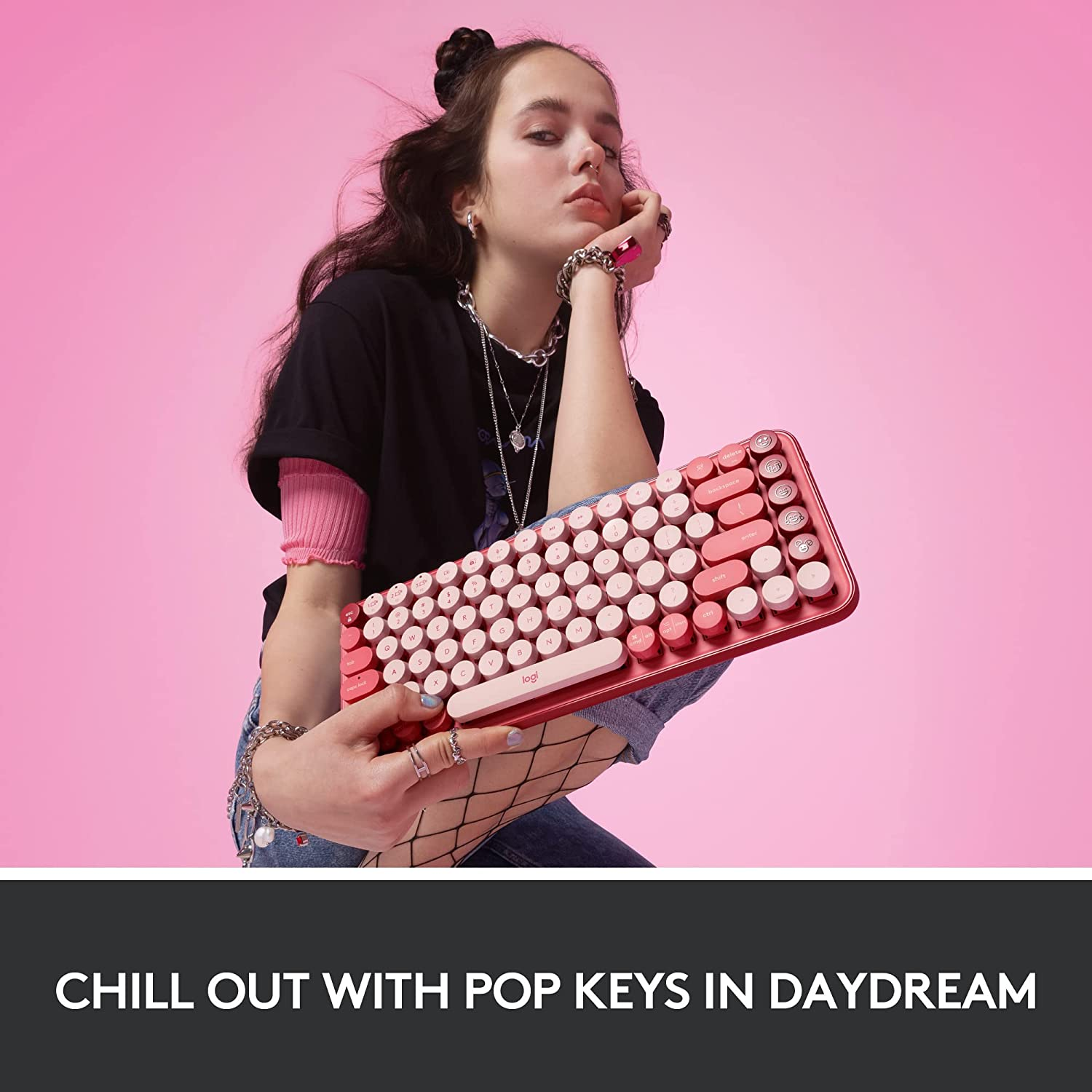 POP Keys & Wireless Mouse - Heartbreaker Rose with Customisable Emoji image number 5
