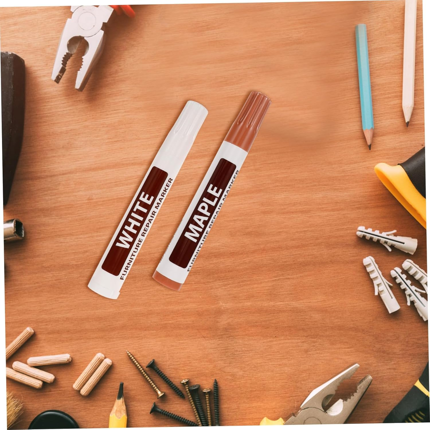8Pcs Furniture Repair Pen Wood Stain Scratch Repair Markers Fast-Drying Strong Coverage for Hardwood Floors Furniture Touch-Up Kit image number 5
