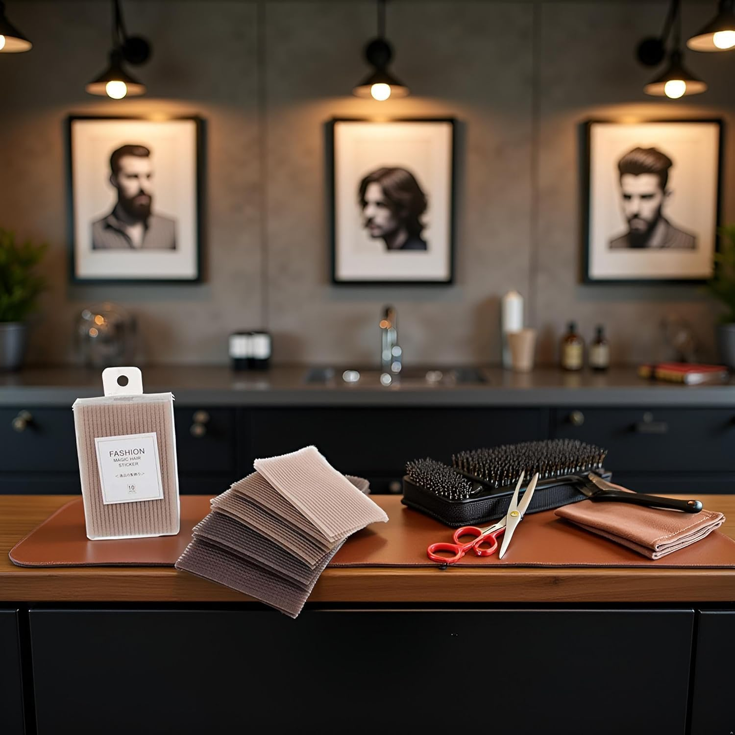 10 Pcs Coffee Bangs Posts, Square Plastic Paste Hair Pads, Easy-To-Use Hair Styling Tools and Grippers for Barbers, Hair Accessories