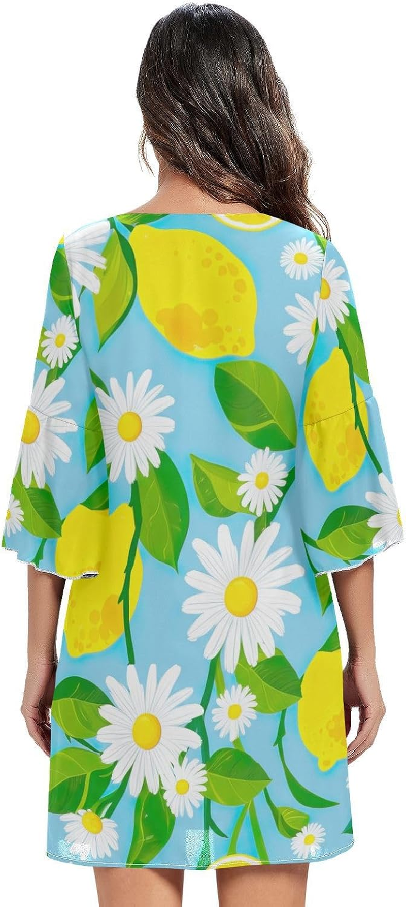 White Daisies Yellow Lemons Casual Dress Printed Line Maternity Dress S-XXL image number 1