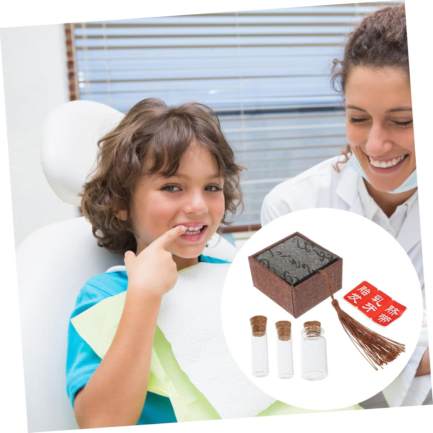 IMIKEYA Baby Tooth Holder and Fetal Hair Storage Box Set, Small Keepsake Organizer for Newborns, Kids Tooth Collection Case Random Sticker Design, 3Pcs Memorial Storage Kit image number 3