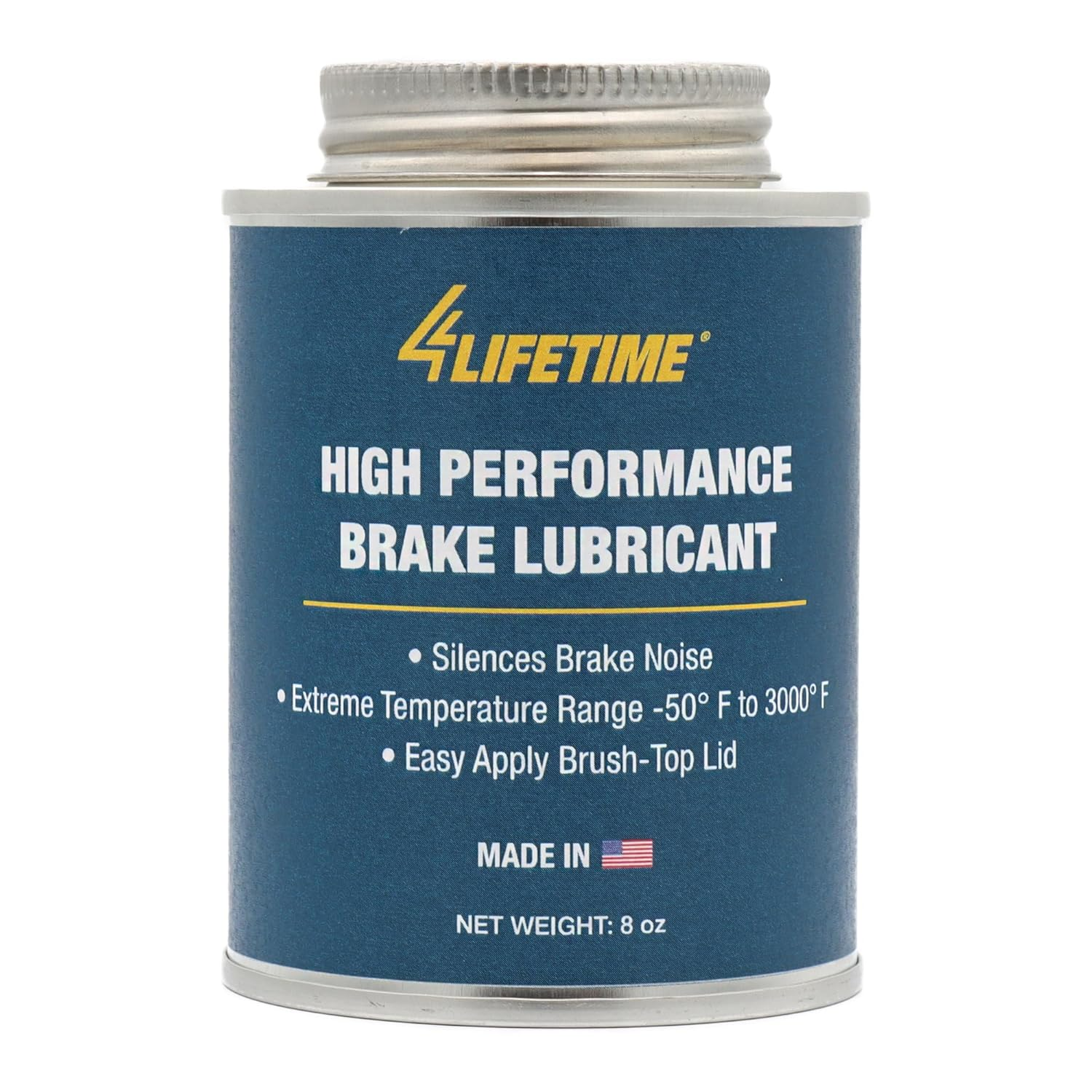 4LIFETIMELINES High Temp Ceramic Brake Lubricant - Superior Heat Resistance, Prevents Seizing, Stops Squeaking - Easy Application 8Oz Brush Top Can, LTCBL-8