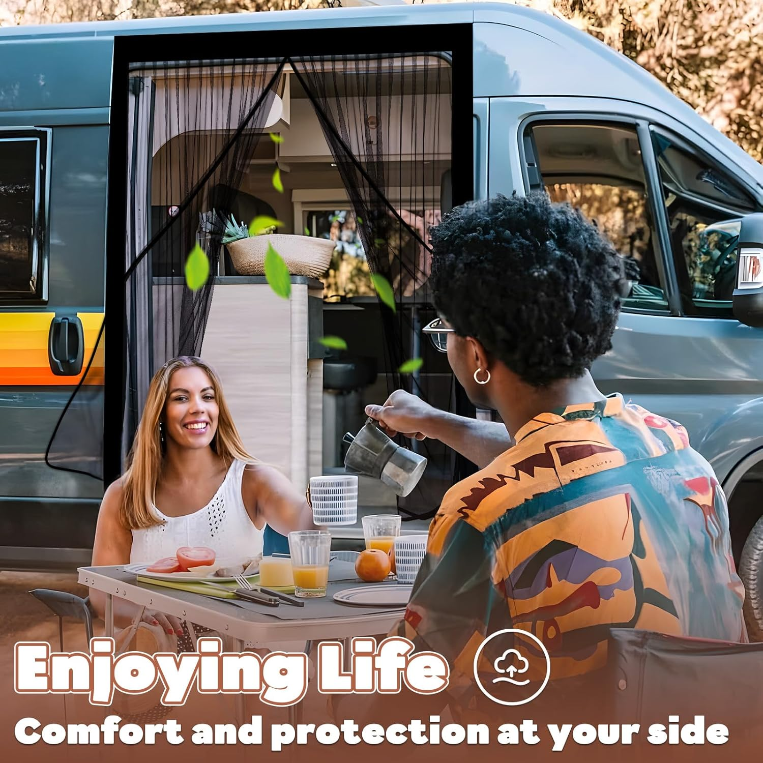 XCBYT Van Bug Screen &ndash; Universal Size Side Door Flyscreen Mosquito Net with Magnetic Closure for Van Sliding Doors (Large, 83&rdquo; X 59&rdquo;) image number 2