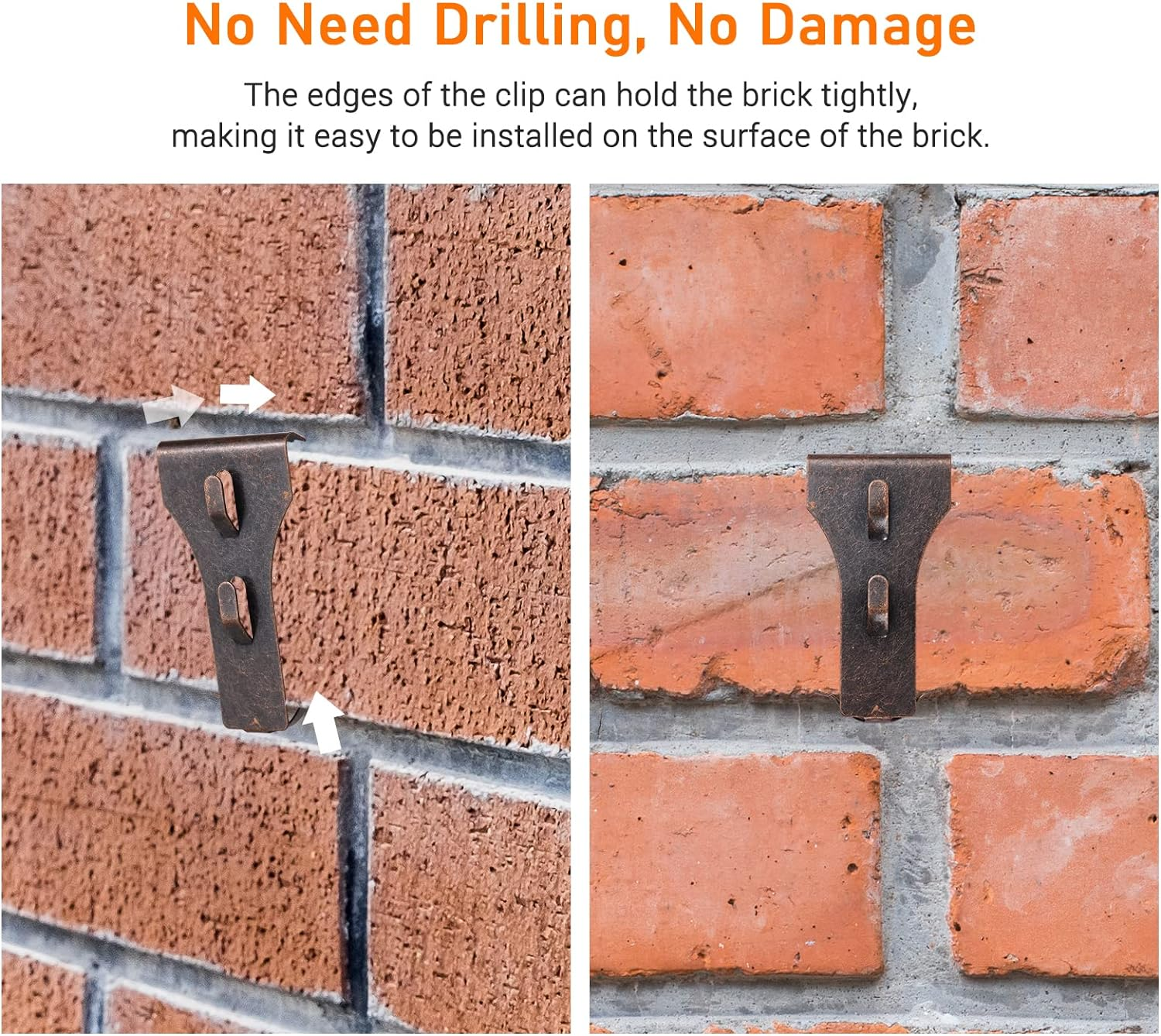 QIUNI 10 PCS Outdoor Hanging Hooks for 60-70Mm Brick Height - No Drilling Sliding Hanger Clips for Festival Birthday Decoration