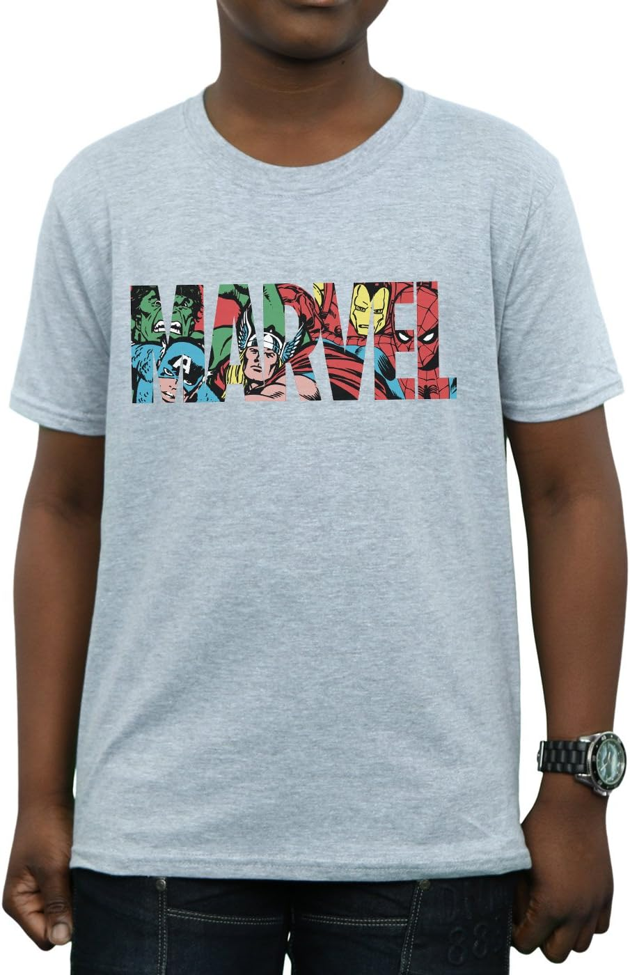 Marvel Comics Boys Logo Character Infill T-Shirt Sport Grey 7-8 Years image number 4