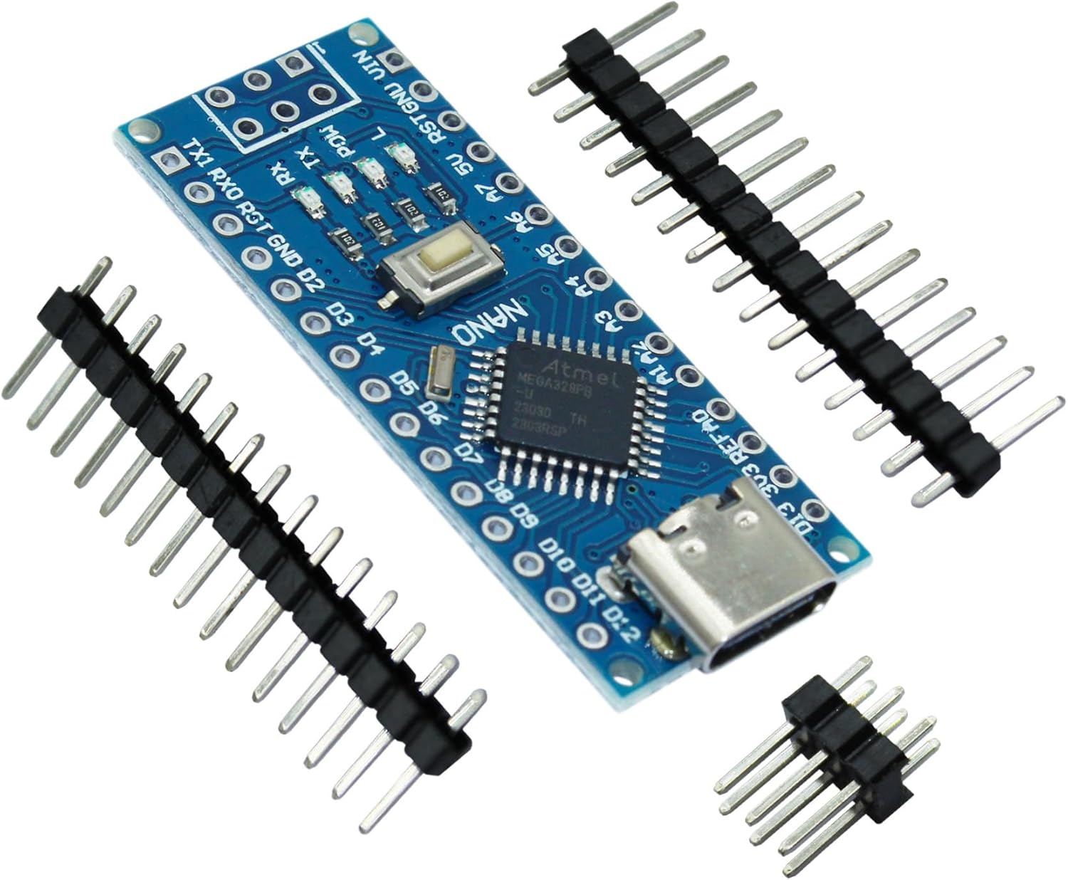 DIGISHUO 2Pcs Nano V3.0 Atmega328P CH340G | 5V 16M Type-C Port Module| Micro Controller Board Development Board with PIN Headers Pin Unsoldered image number 2