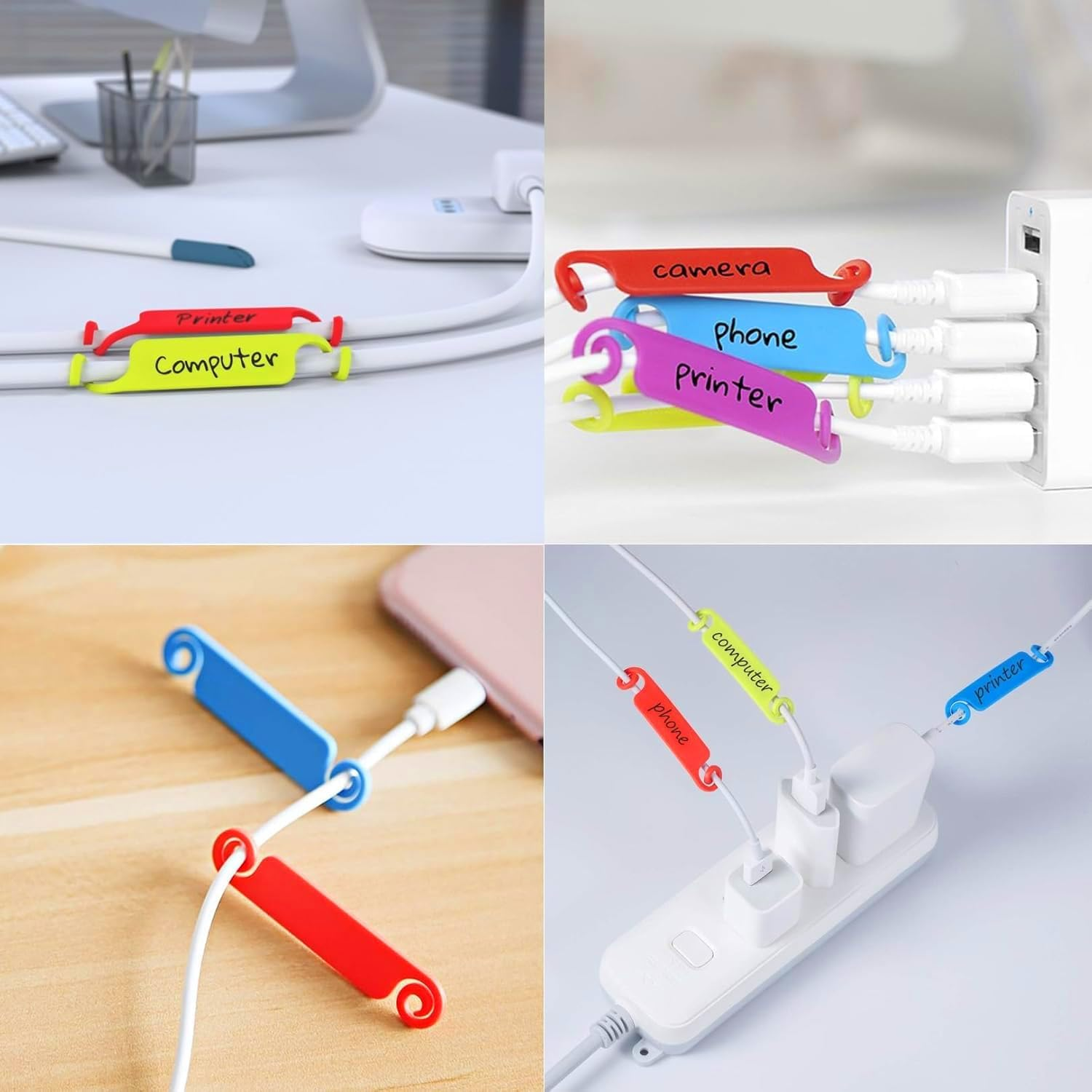 60 PCS Multicolor Cable Labels Cable Tags Cable Management Labels Write on Cord Identification Tags for Thin Cables USB Computer Phone Charger (Not for Thick Cables) image number 6
