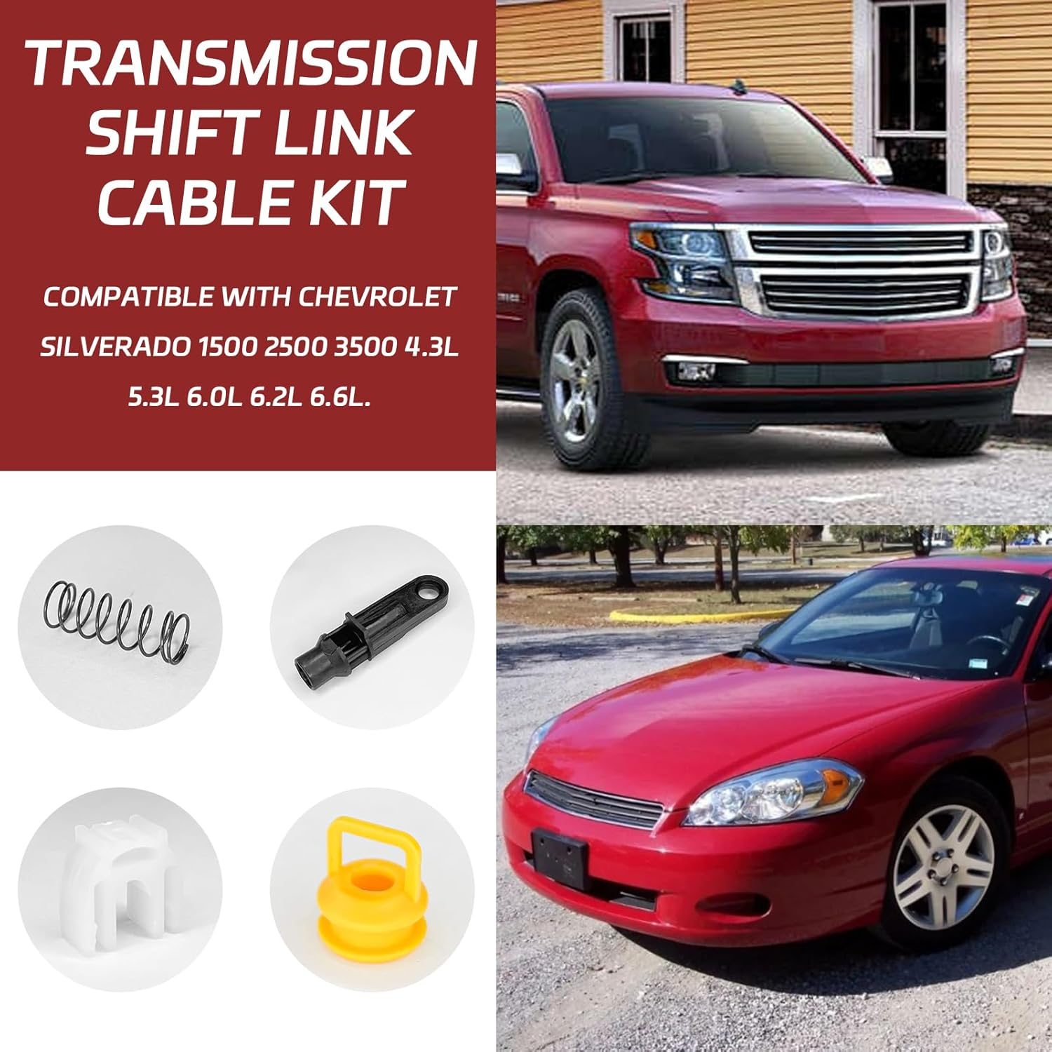 QKYS 5PCS Transmission Shifter Linkage Cable Bushing Repair Kit, Shifter Bushing Replaces# 14104 15276979 52855956AG Compatible with Chevy Silverado 1500 2500 3500, Buick, Cadillac, GMC, RAM image number 1