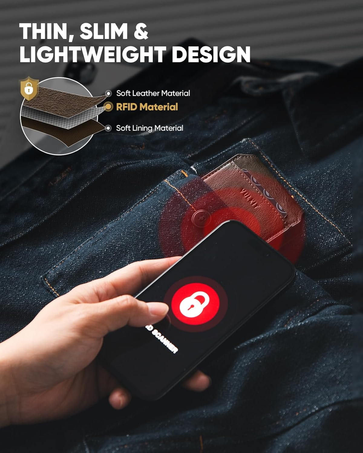 VULKIT Aussie Men'S Ultra-Slim Airtag Card Wallet (1.5Cm), RFID Blocking Leather Bifold with ID Window, Front Pocket Design & Anti-Loss Tracking for Everyday Carry & Travel, Coffee