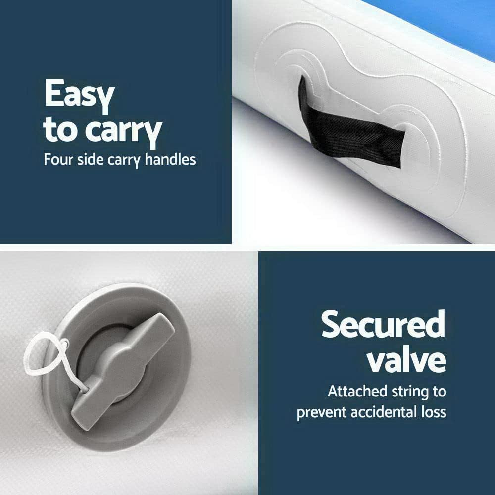 Air Track with Electric Pump Everfit 3/4/5/6M X 1M 10Cm/20Cm Thick Tumbling Airtrack Mat Inflatable Gymnastics Training Cheerleading Yoga Gym Professional Equipment