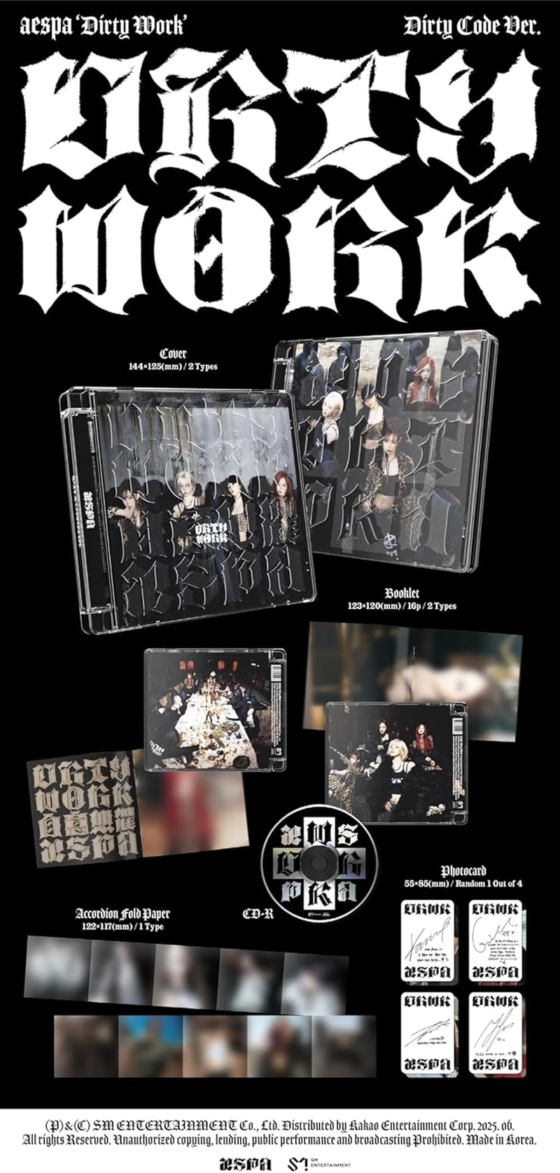 Aespa Dirty Work 1St Single Album Dirty Code Random Version Case+Cd+Booklet+Folding Screen+Photocard+Tracking Kpop Sealed